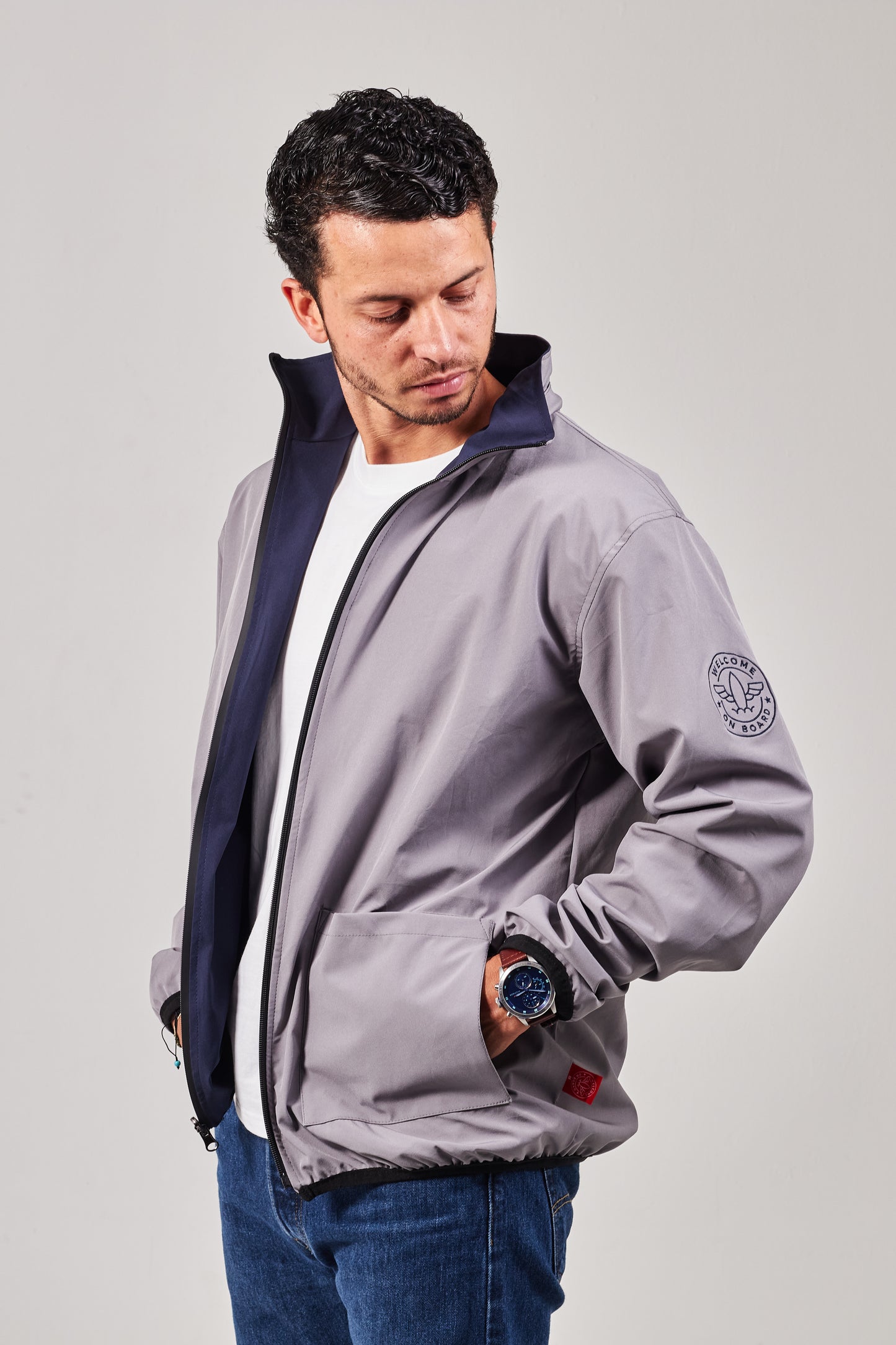 Windbreaker weatherproof blue navy/space grey