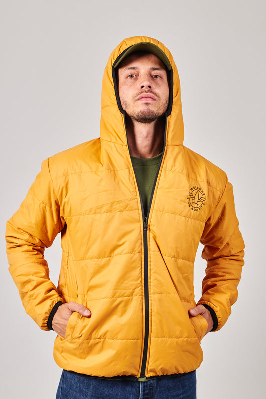 All season hooded jacket amarillo/ verde navy