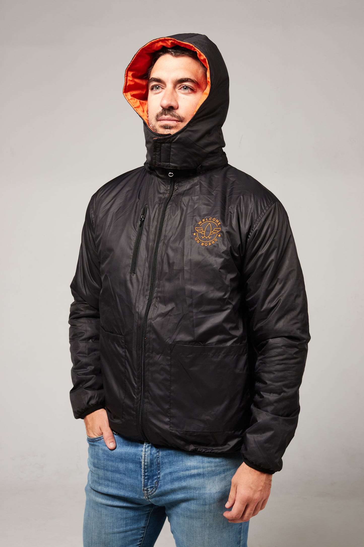 Abrigo Reversible negro/naranja
