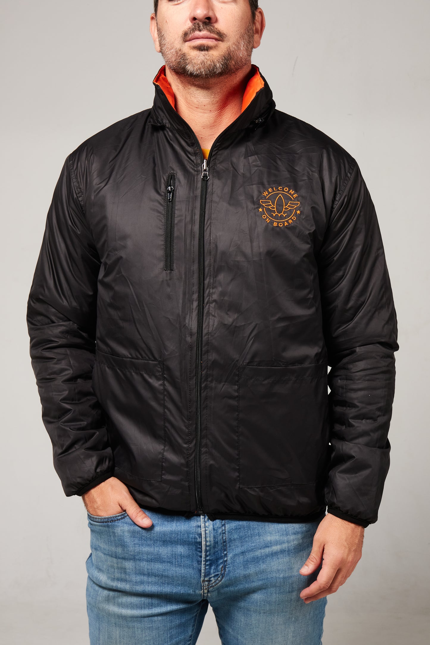 Abrigo Reversible negro/naranja