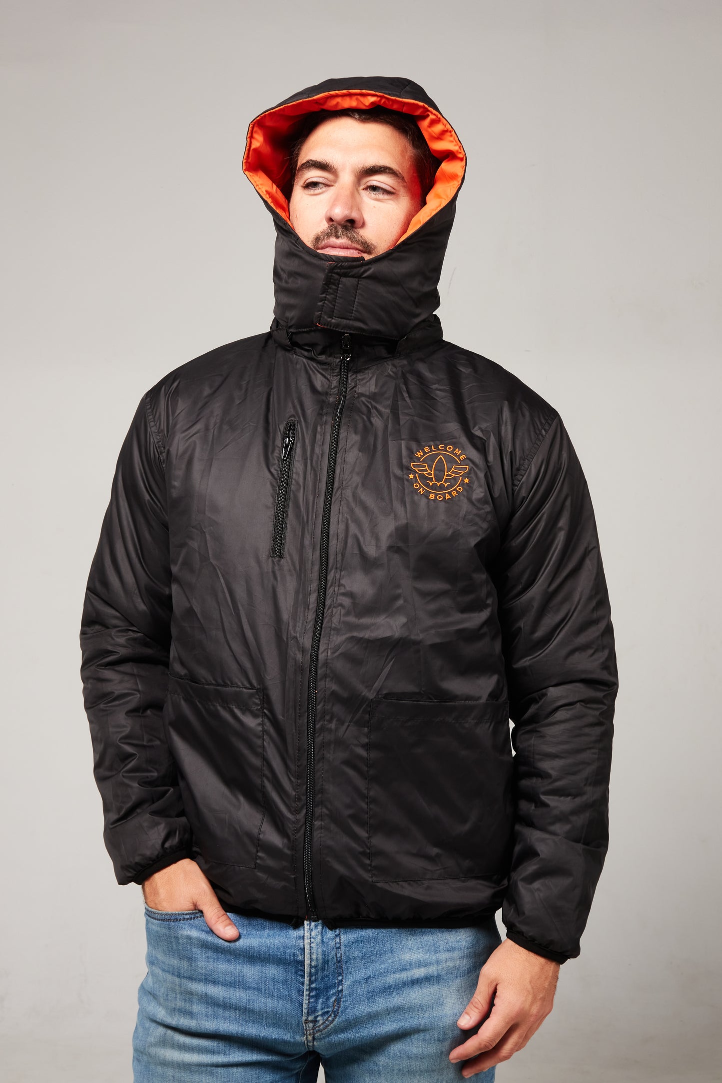 Abrigo Reversible negro/naranja