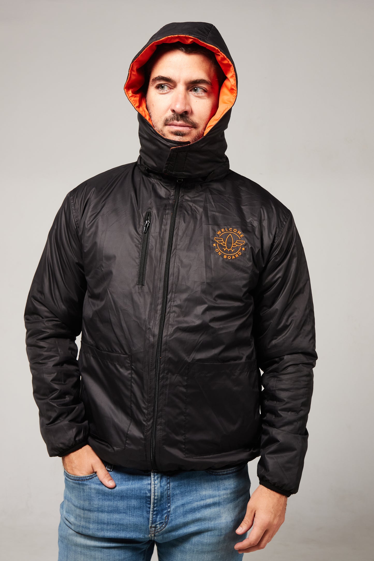 Abrigo Reversible negro/naranja