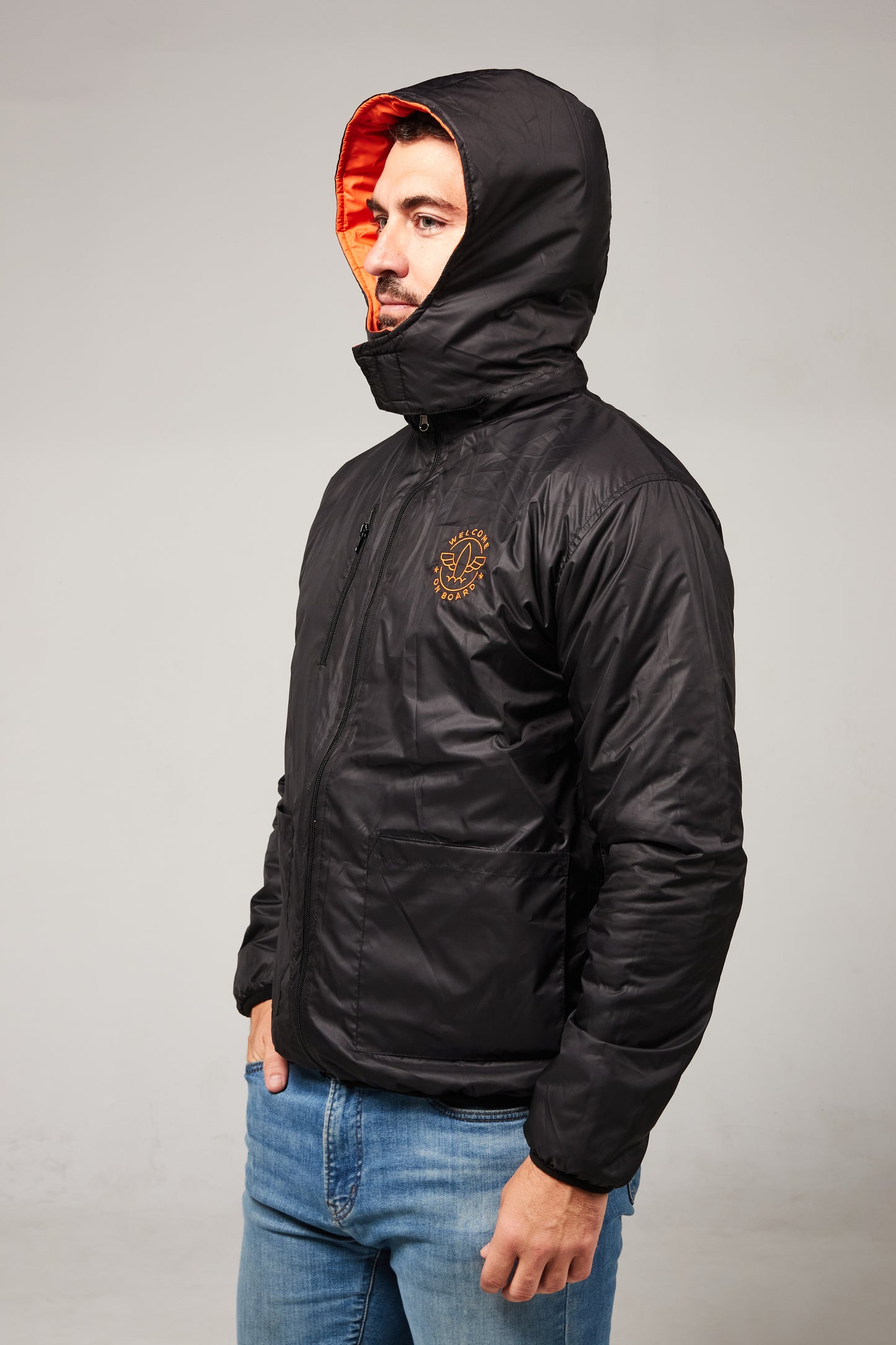 Abrigo Reversible negro/naranja