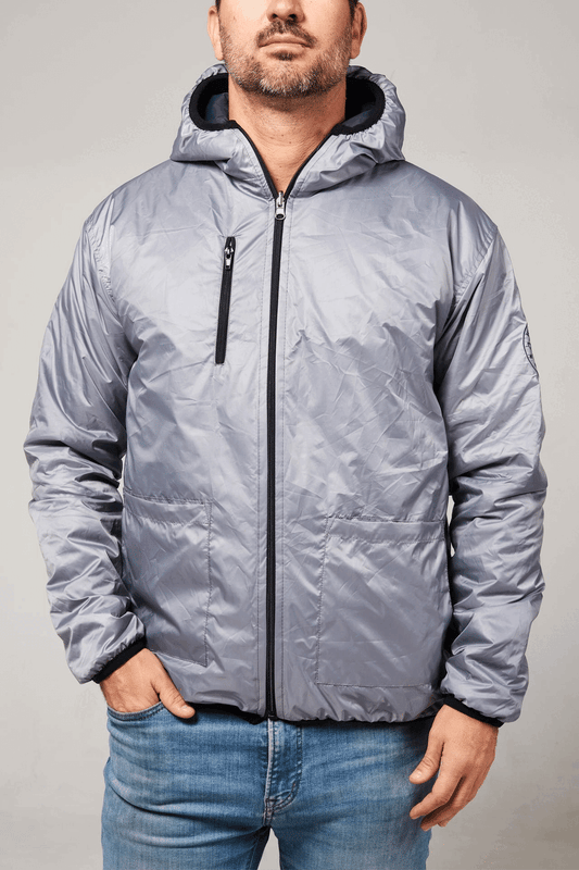 All season hooded jacket azul/gris plata