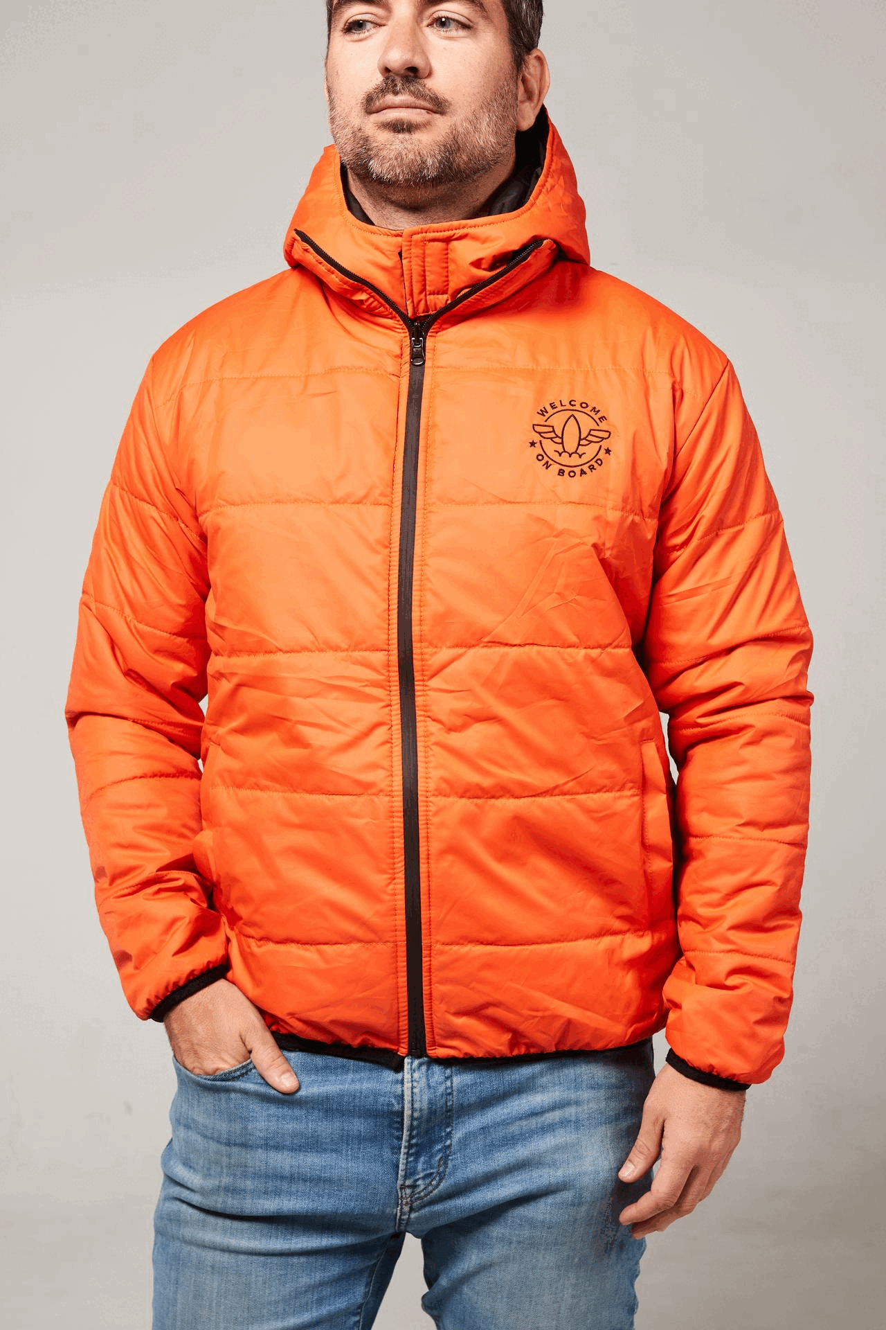Abrigo Reversible negro/naranja