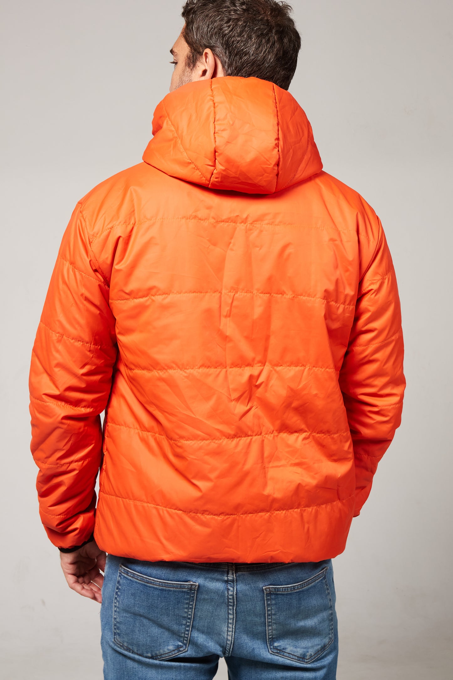 All season hooded jacket negro/naranja aviación