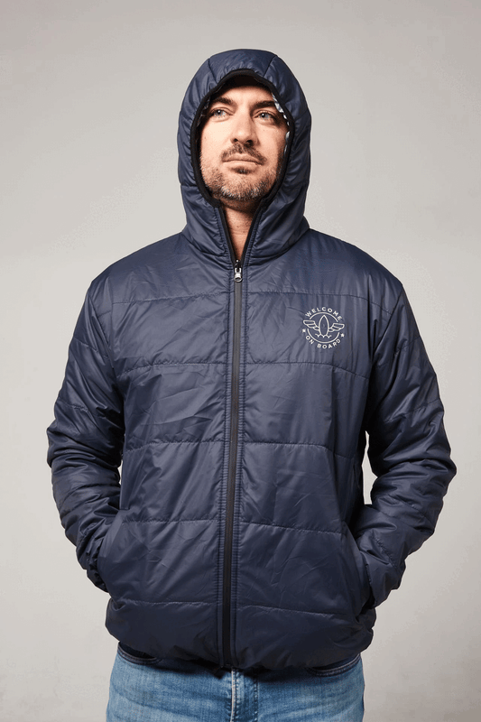 Abrigo Reversible azul/plata