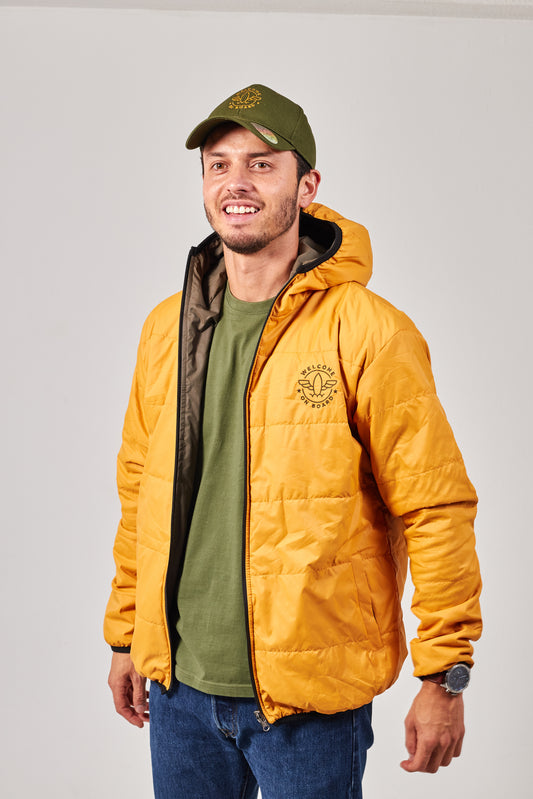 All season hooded jacket amarillo/ verde navy