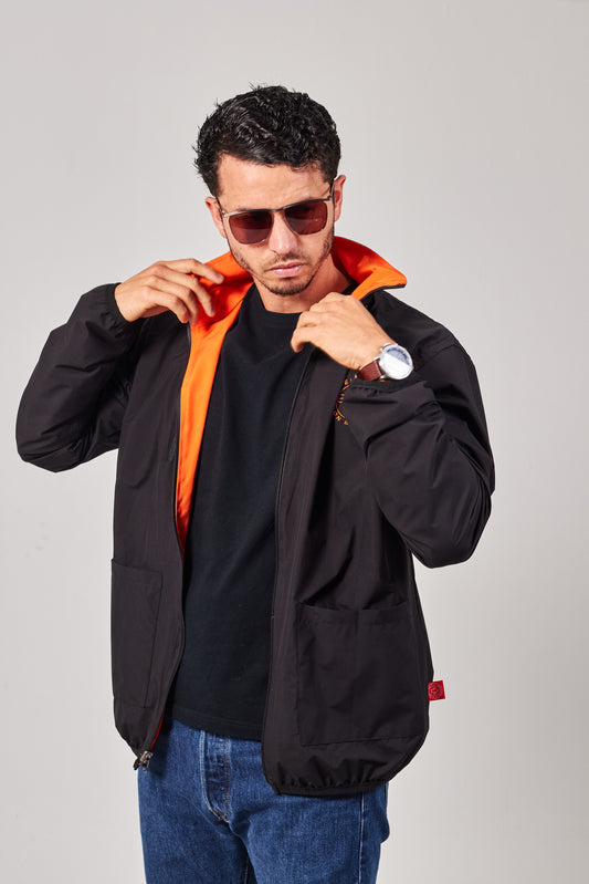 Windbreaker weatherproof negro/naranja aviación