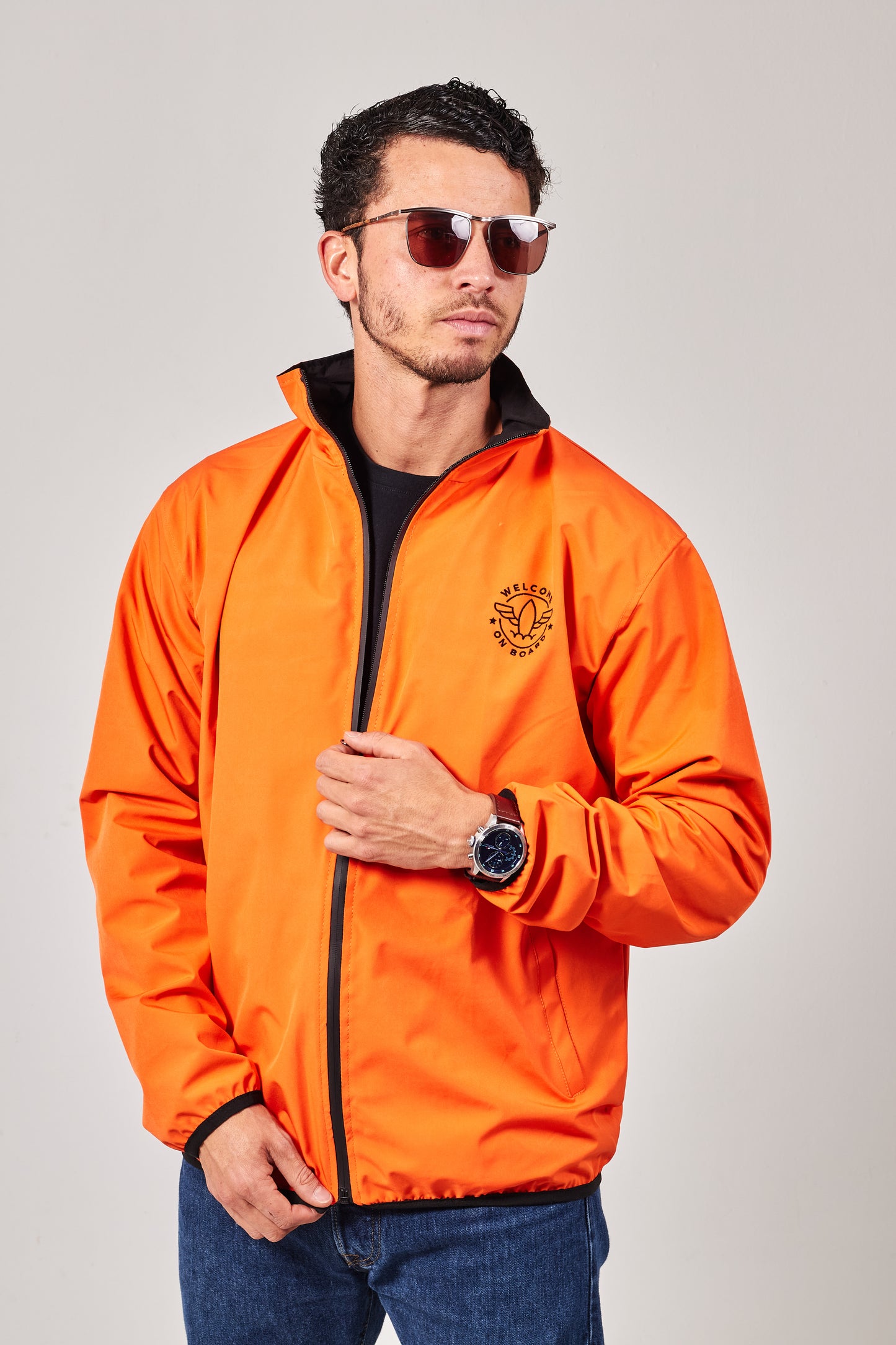 Windbreaker weatherproof negro/naranja aviación