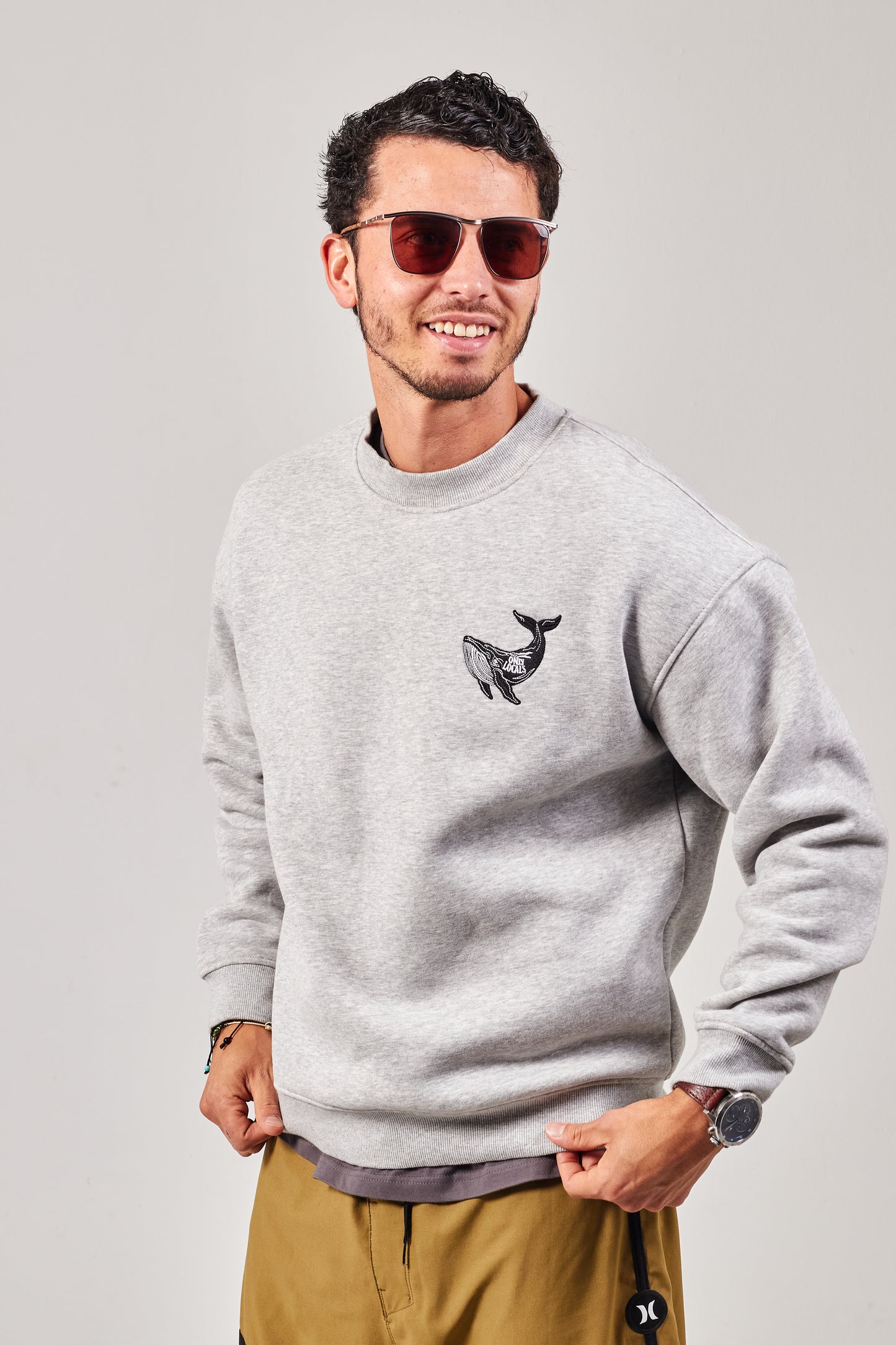 Sudadera “Whale On Board” – Gris Atlántico