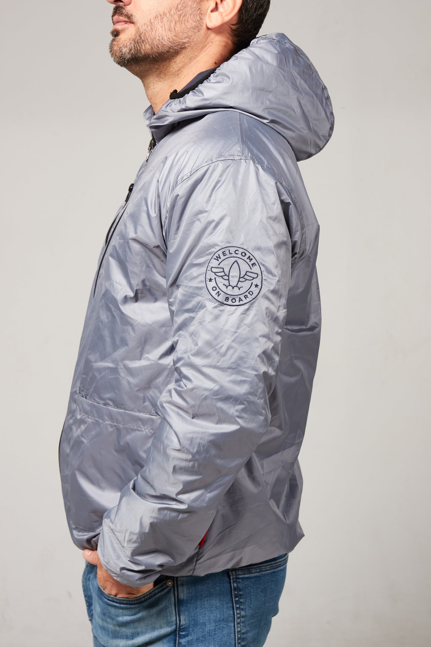 All season hooded jacket azul/gris plata