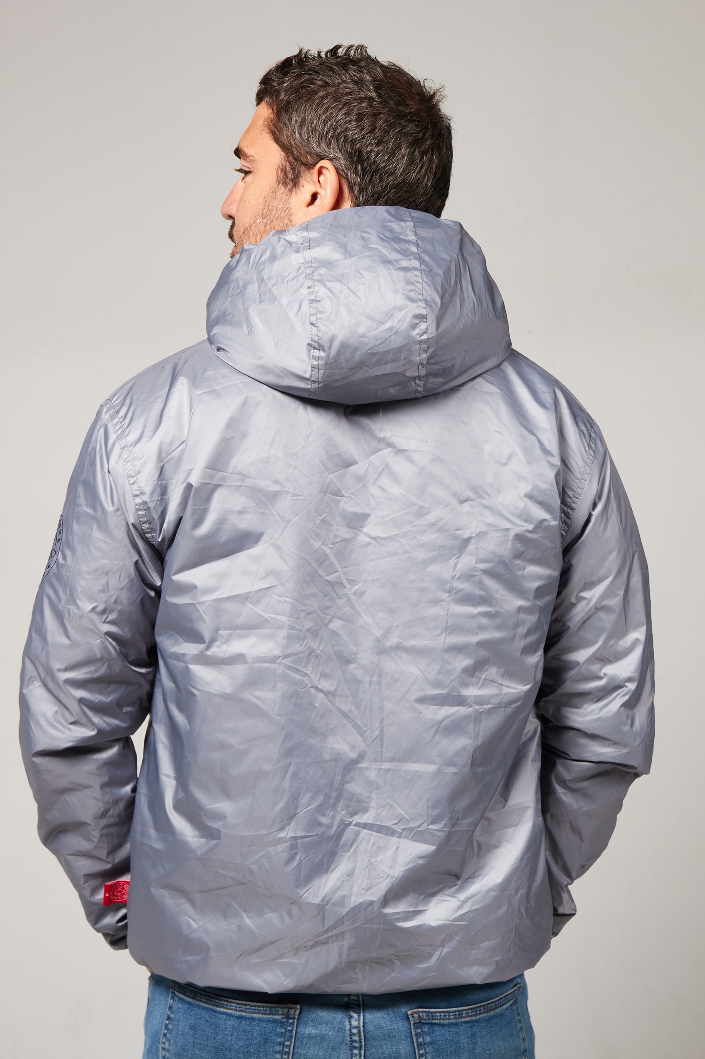 All season hooded jacket azul/gris plata