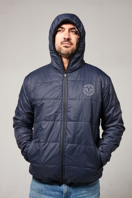 All season hooded jacket azul/gris plata