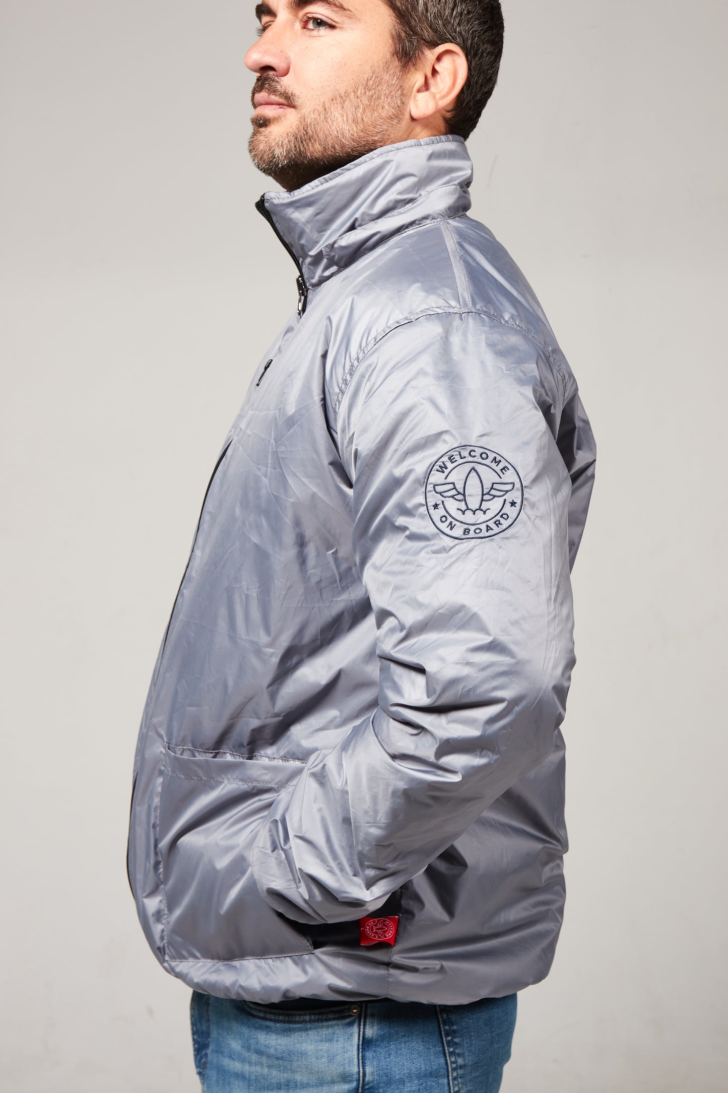Abrigo Reversible azul/plata