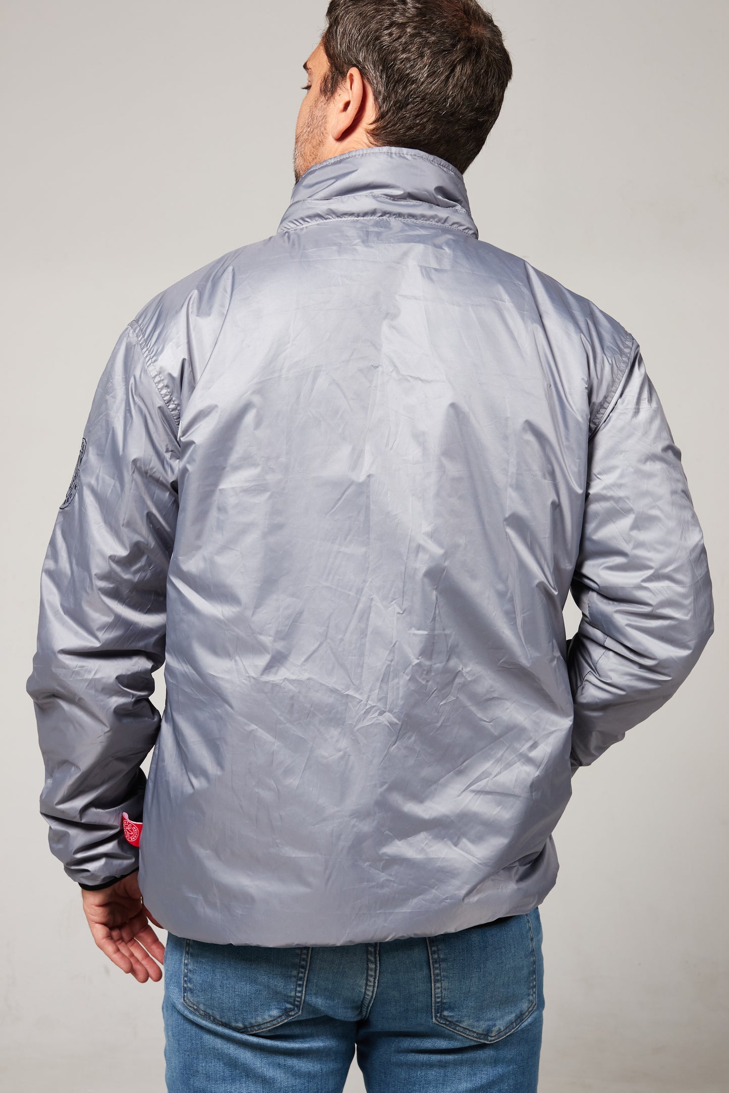 Abrigo Reversible azul/plata