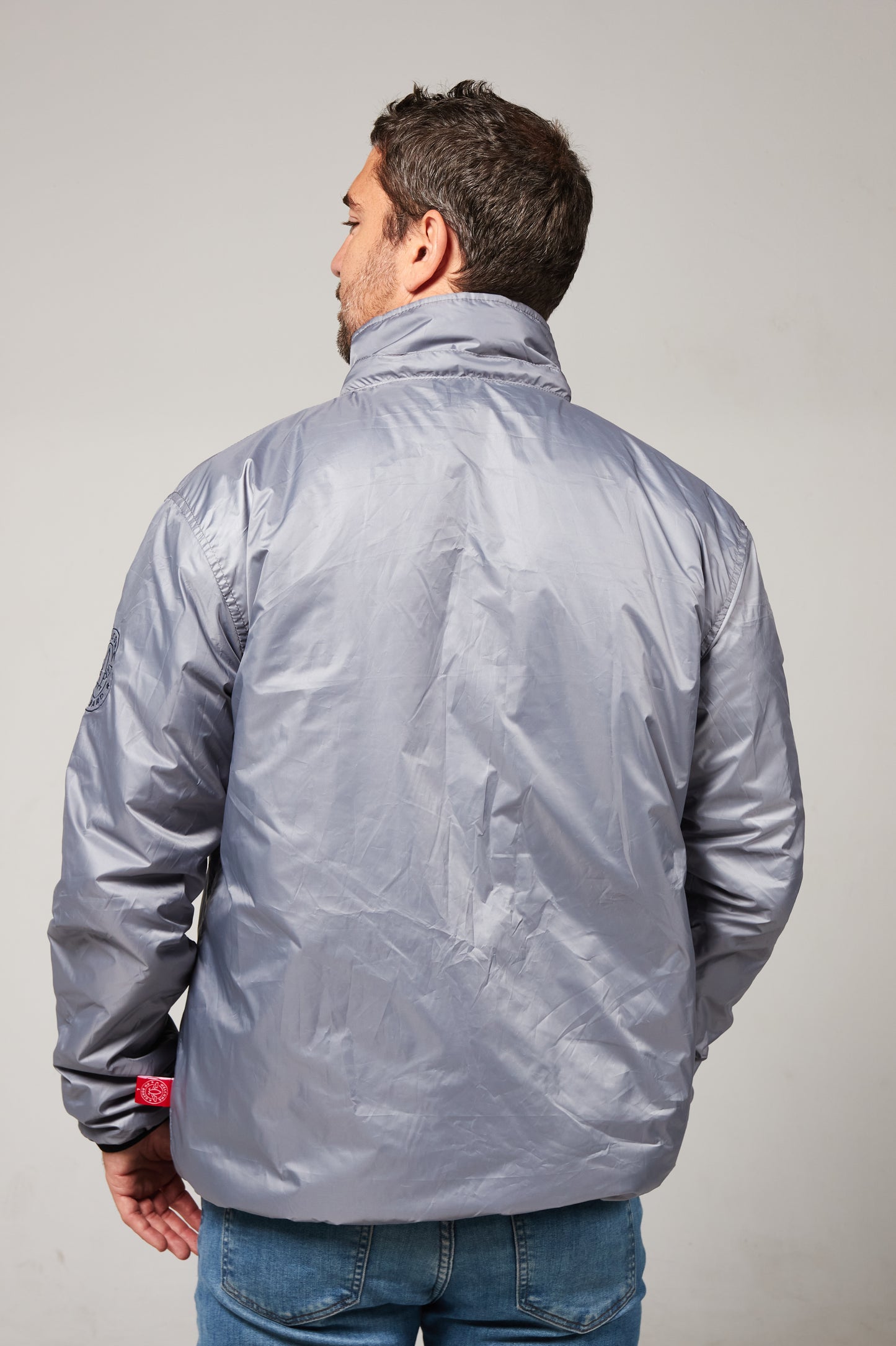 Abrigo Reversible azul/plata