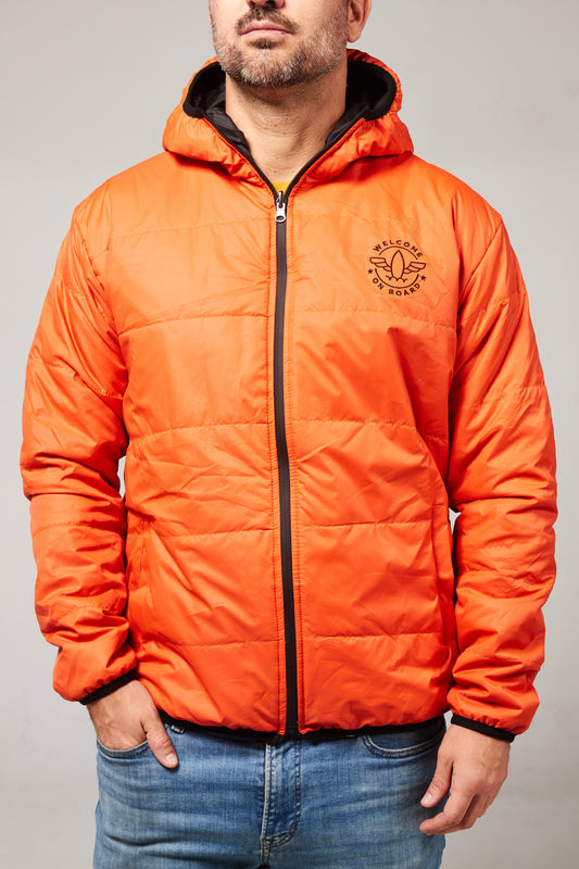 All season hooded jacket negro/naranja aviación
