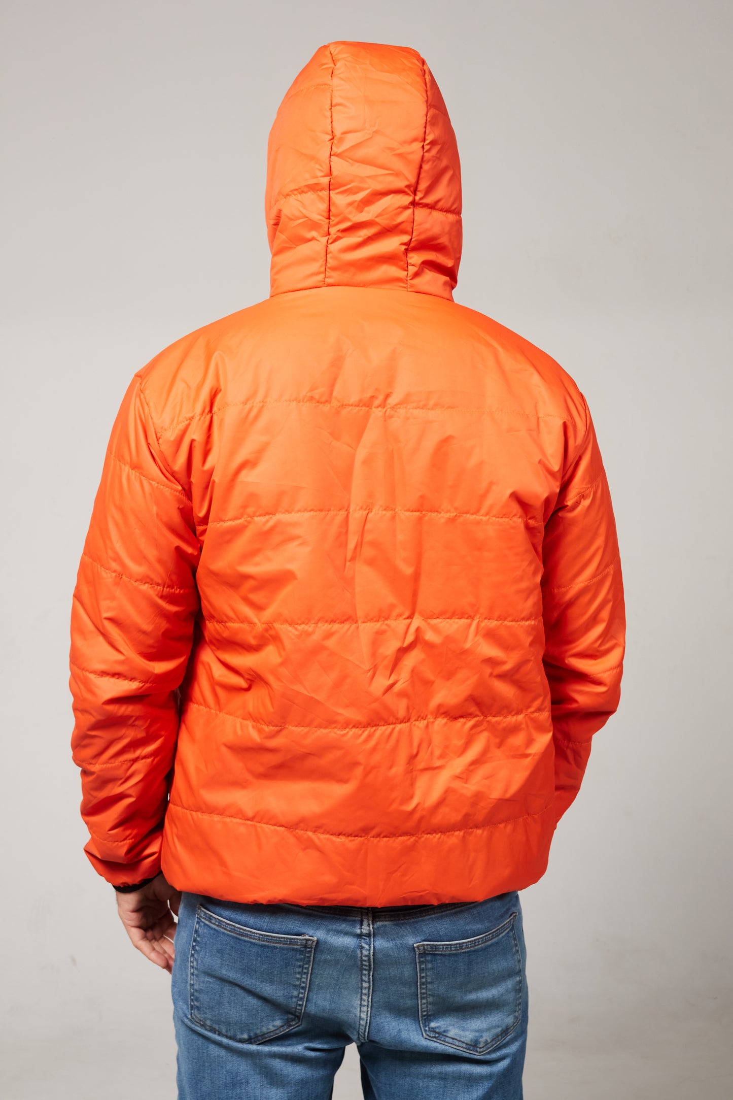 All season hooded jacket negro/naranja aviación