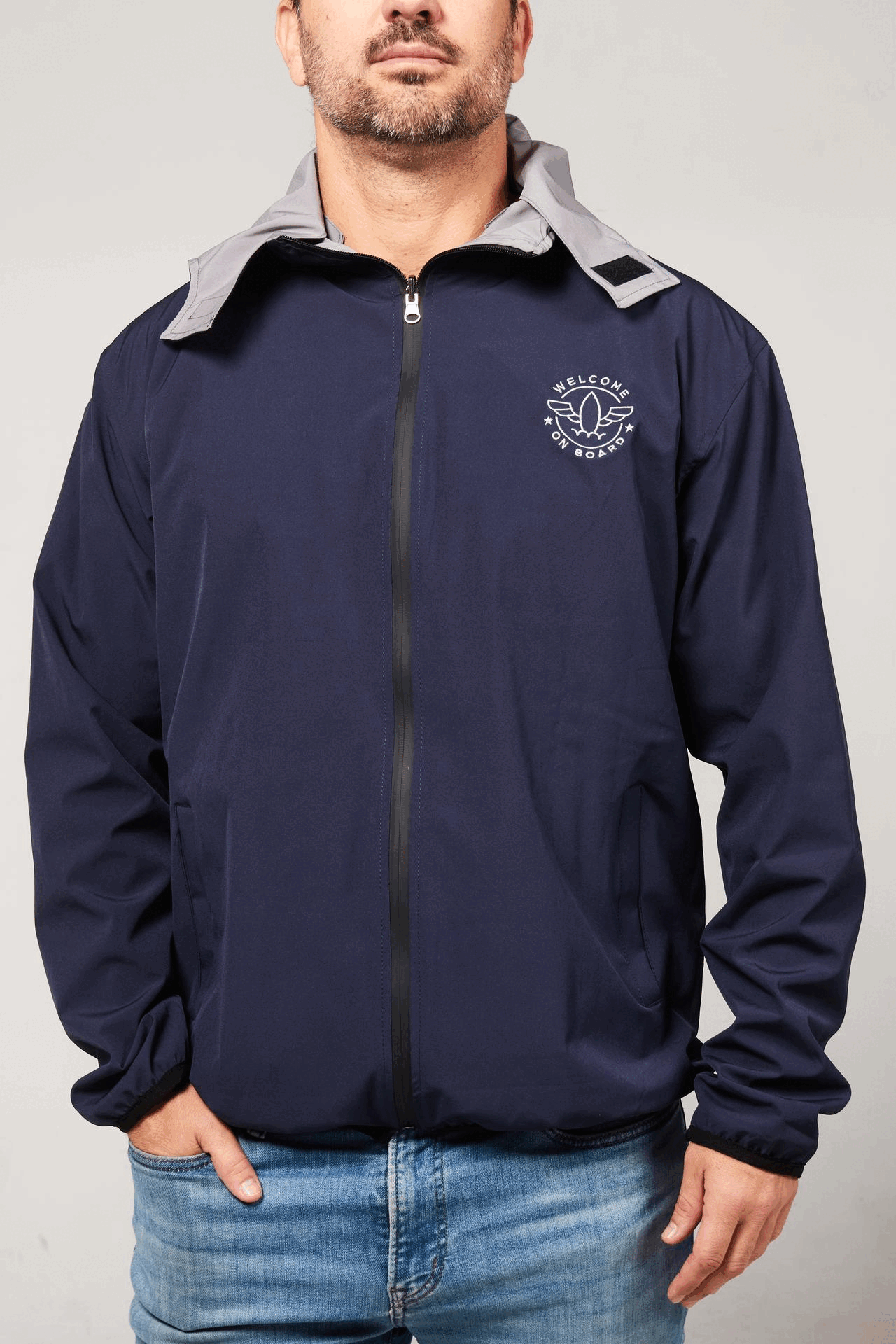 Windbreaker weatherproof blue navy/space grey