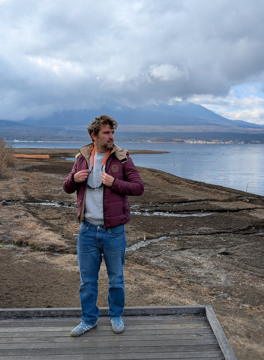 All season hooded jacket burdeos/beige