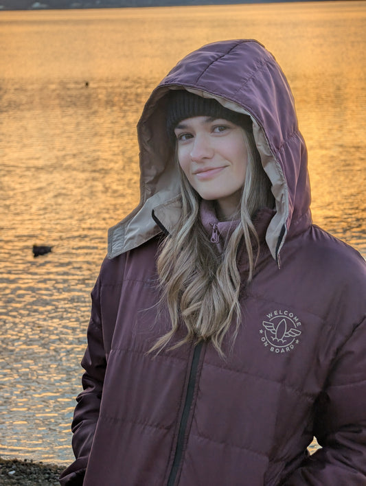 All season hooded jacket burdeos/beige